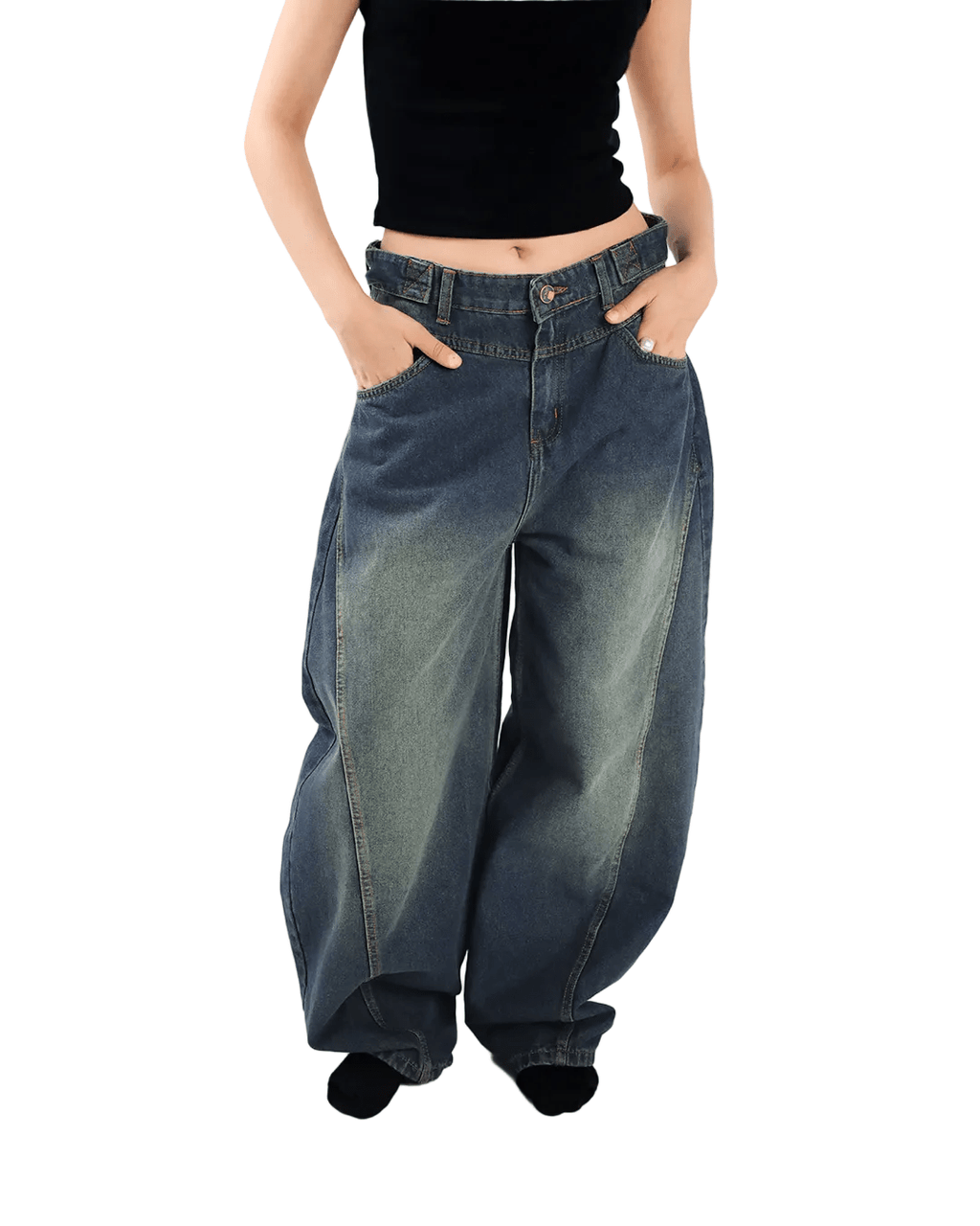 Ultra Loose Barrel Jeans - Blue Green - GENOA