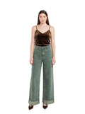 Olive Wide Leg Fit Jeans - Stylish & Trendy - GENOA