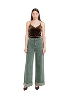 Olive Wide Leg Fit Jeans - Stylish & Trendy - GENOA