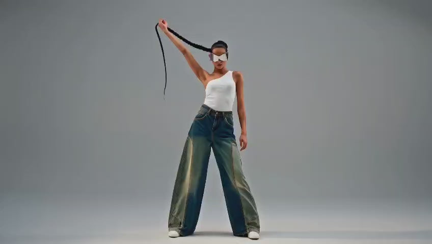 American Super Wide Leg Jeans - Olive