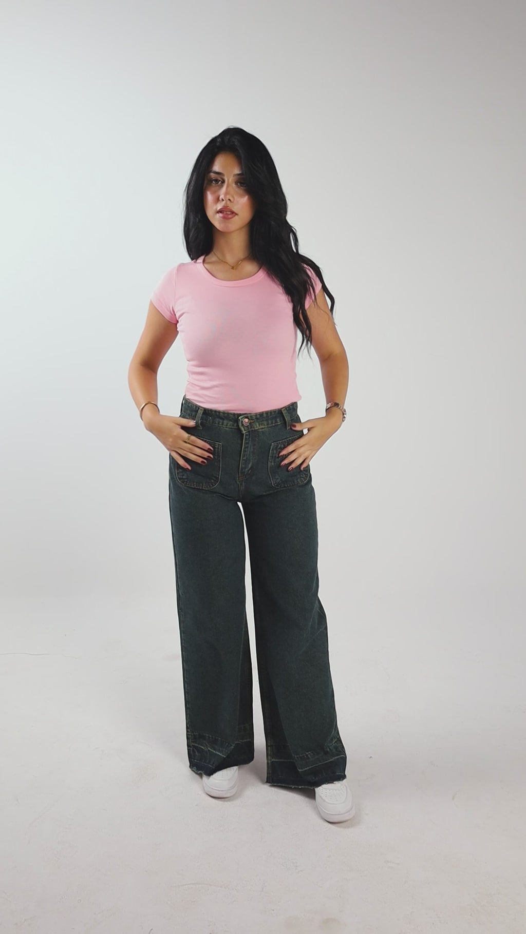 Dark Olive Wide Leg Fit Jeans - Stylish & Trendy