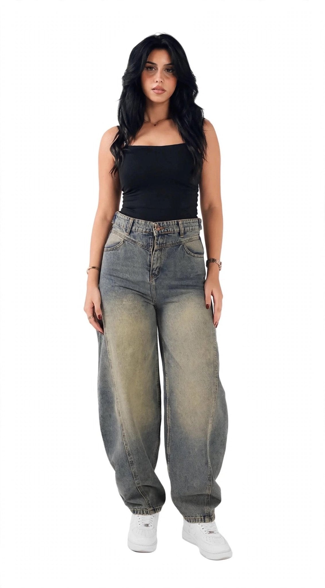 Ultra Loose Barrel Jeans - Beige - GENOA