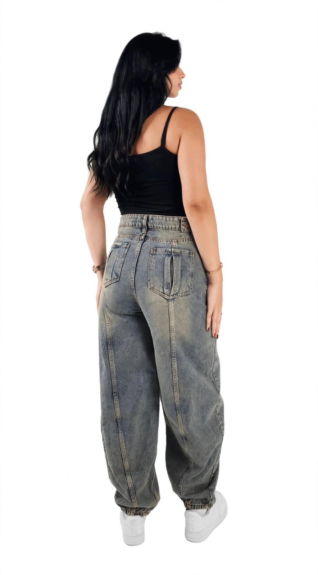 Ultra Loose Barrel Jeans - Beige - GENOA