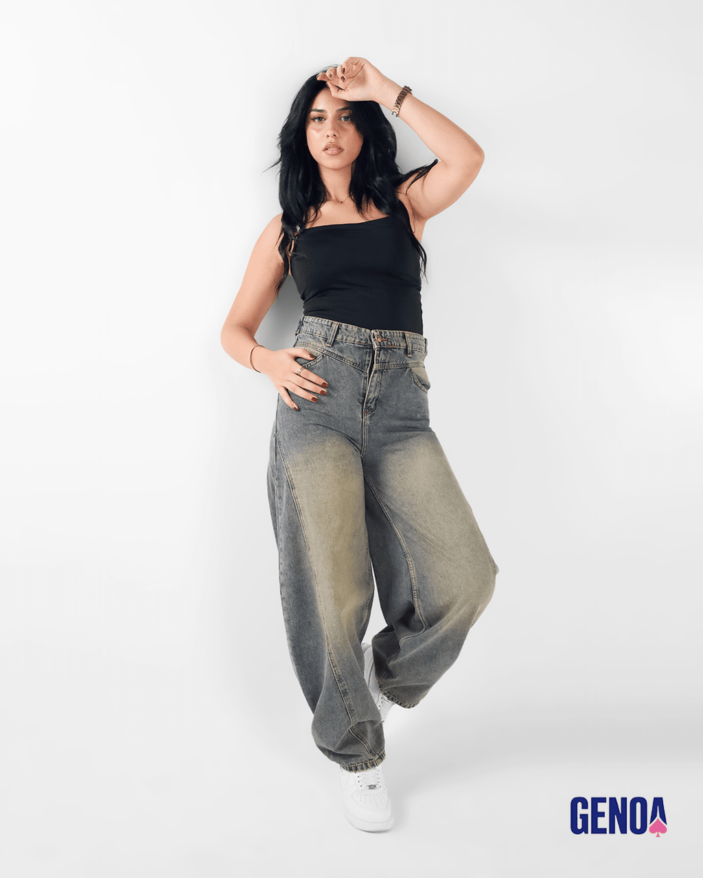 Ultra Loose Barrel Jeans - Beige - GENOA
