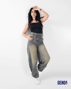 Ultra Loose Barrel Jeans - Beige - GENOA