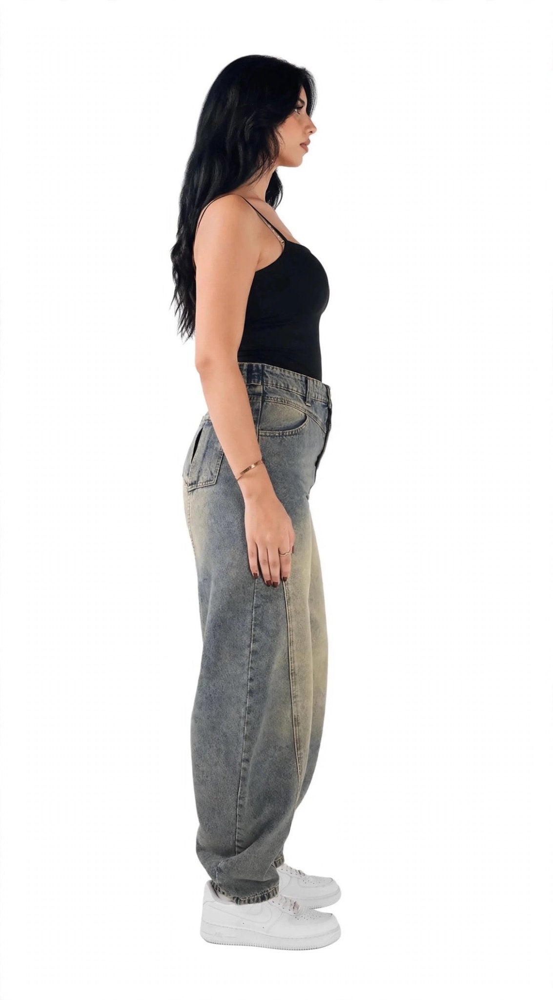 Ultra Loose Barrel Jeans - Beige - GENOA