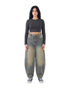 Ultra Loose Barrel Jeans - Beige - GENOA