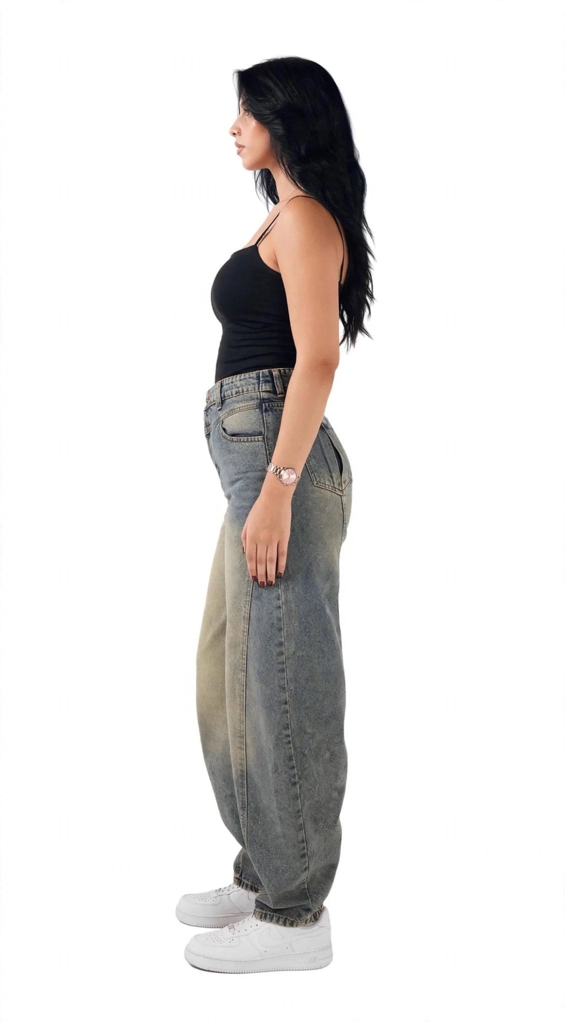 Ultra Loose Barrel Jeans - Beige - GENOA