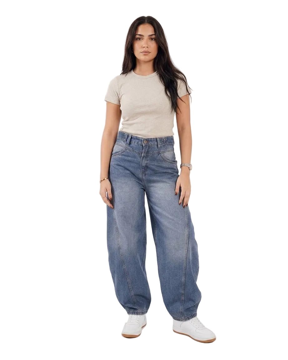 Ultra Loose Barrel Jeans - Blue - GENOA