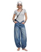 Ultra Loose Barrel Jeans - Blue - GENOA