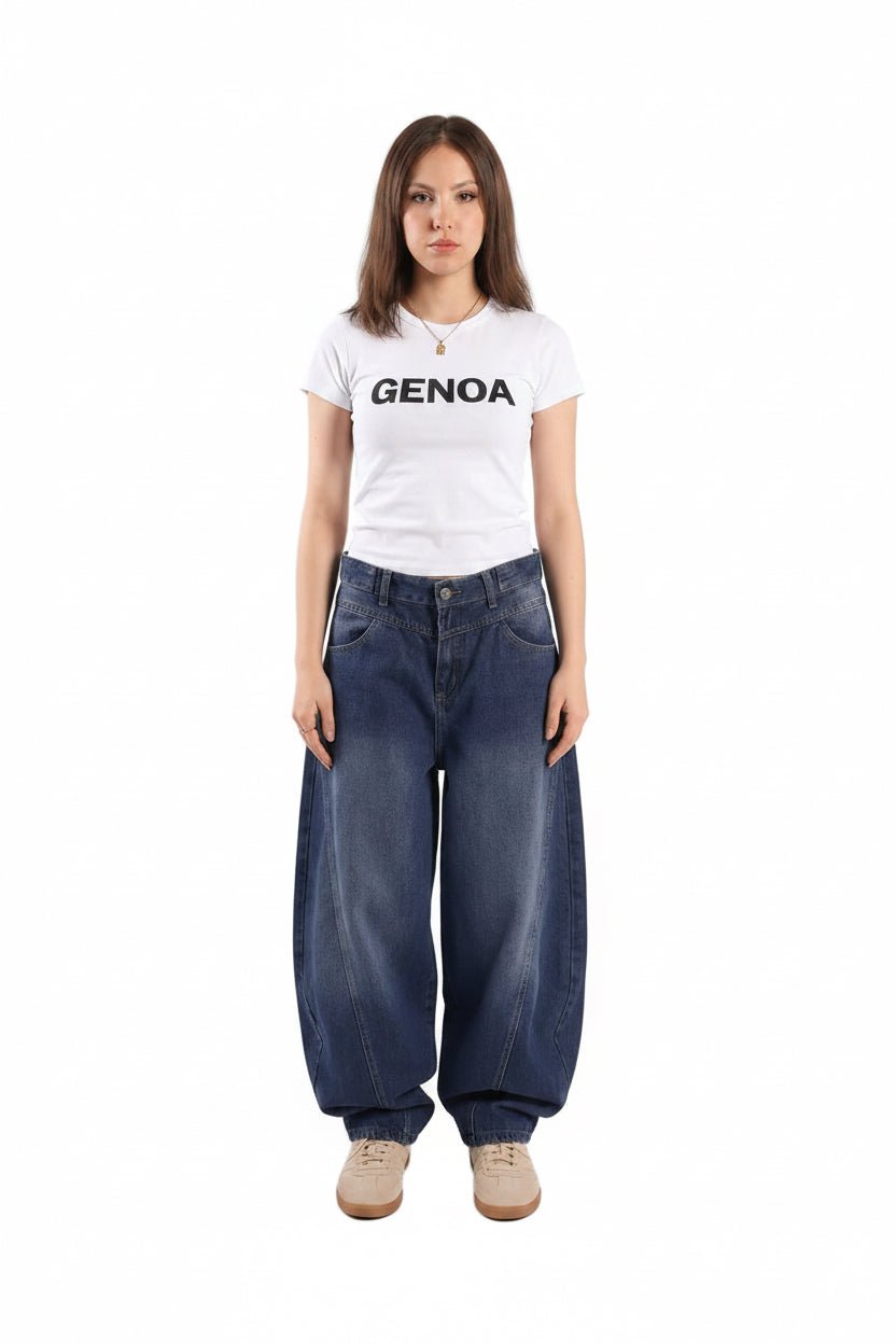 Ultra Loose Barrel Jeans - Dark Blue - GENOA