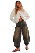 Ultra Loose Barrel Jeans - Olive - GENOA