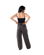 Unisex Wide Leg Denim Jeans - Gray - GENOA