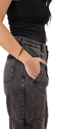 Unisex Wide Leg Denim Jeans - Gray - GENOA