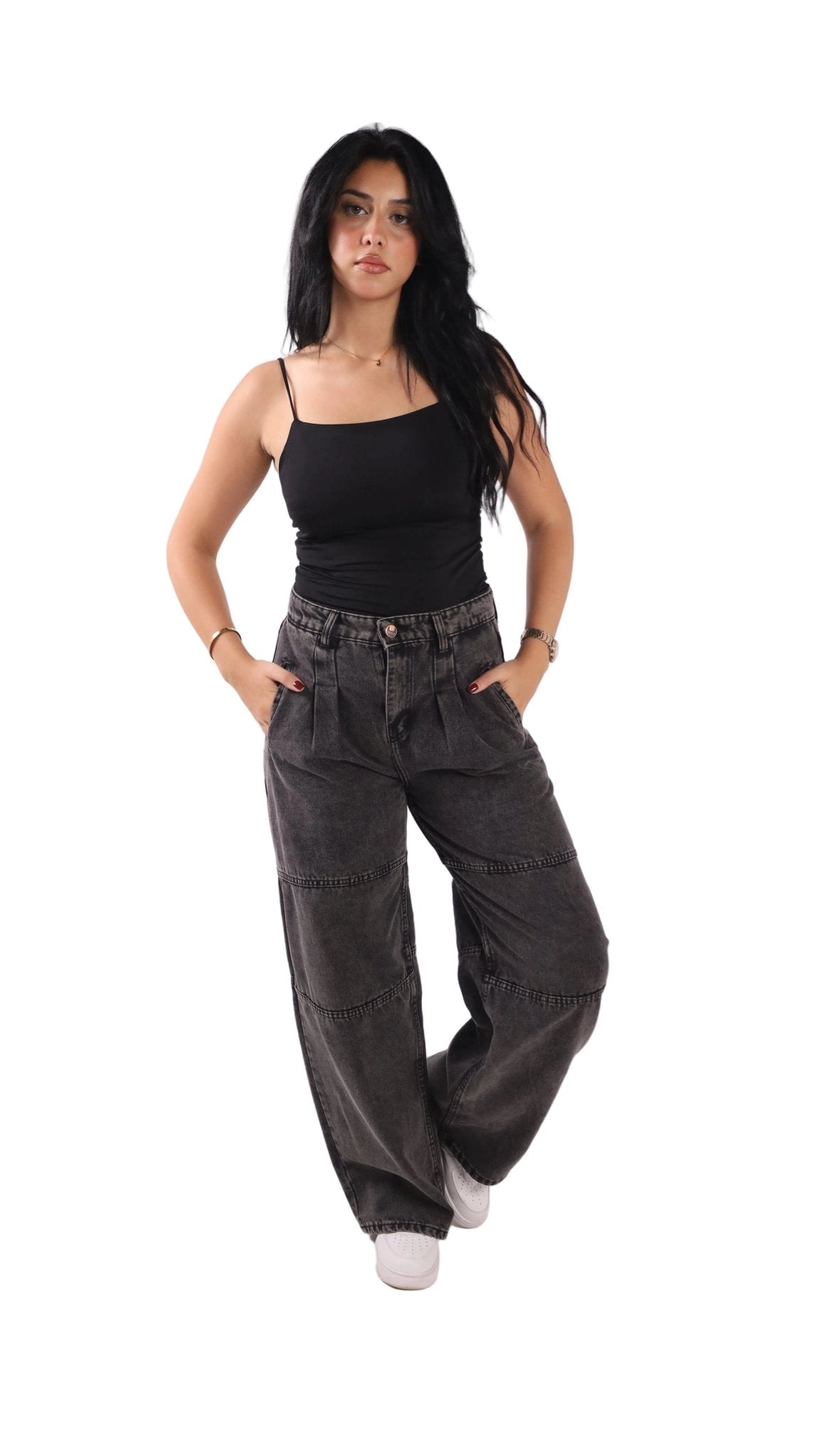 Unisex Wide Leg Denim Jeans - Gray - GENOA
