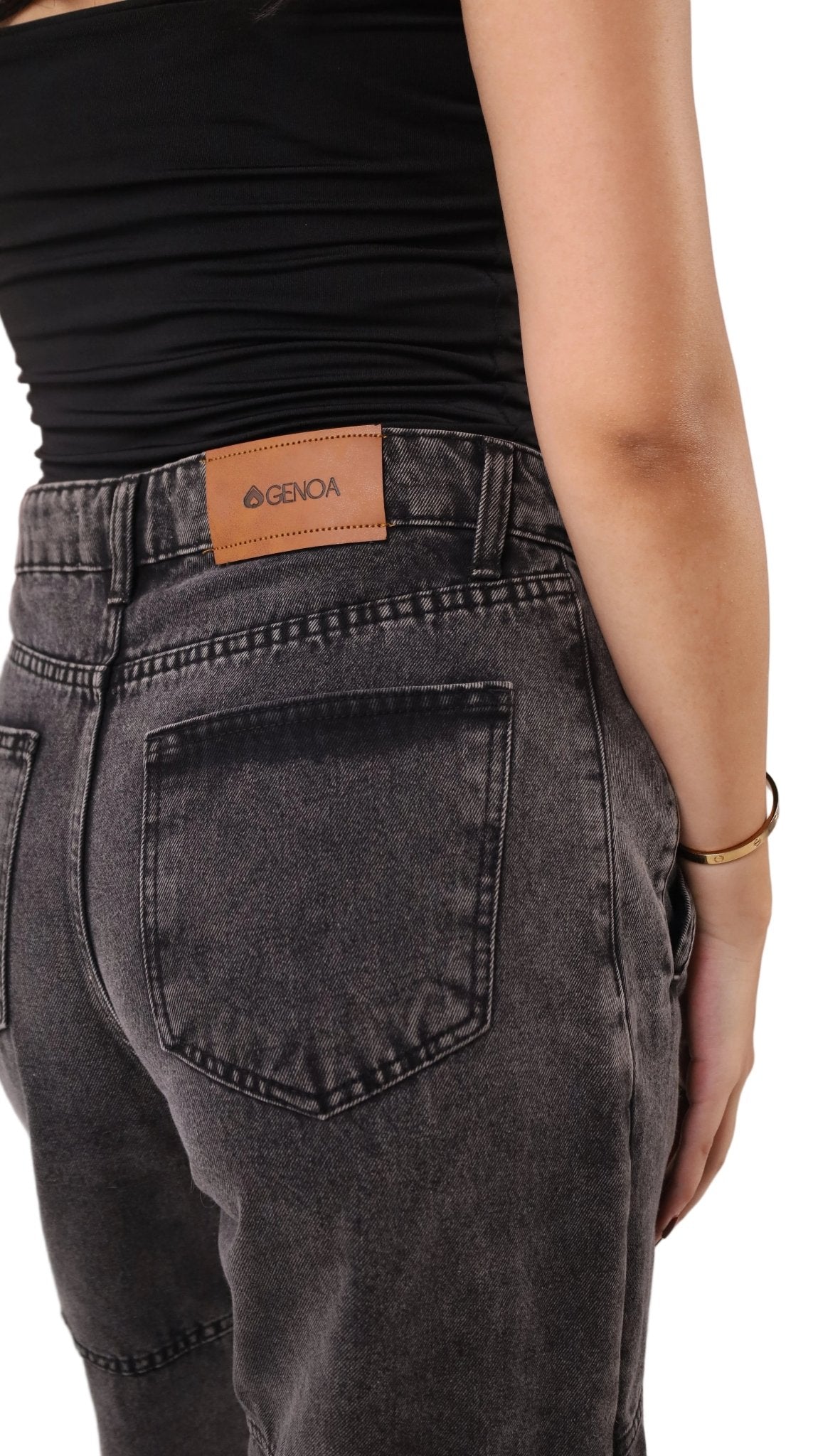 Unisex Wide Leg Denim Jeans - Gray - GENOA