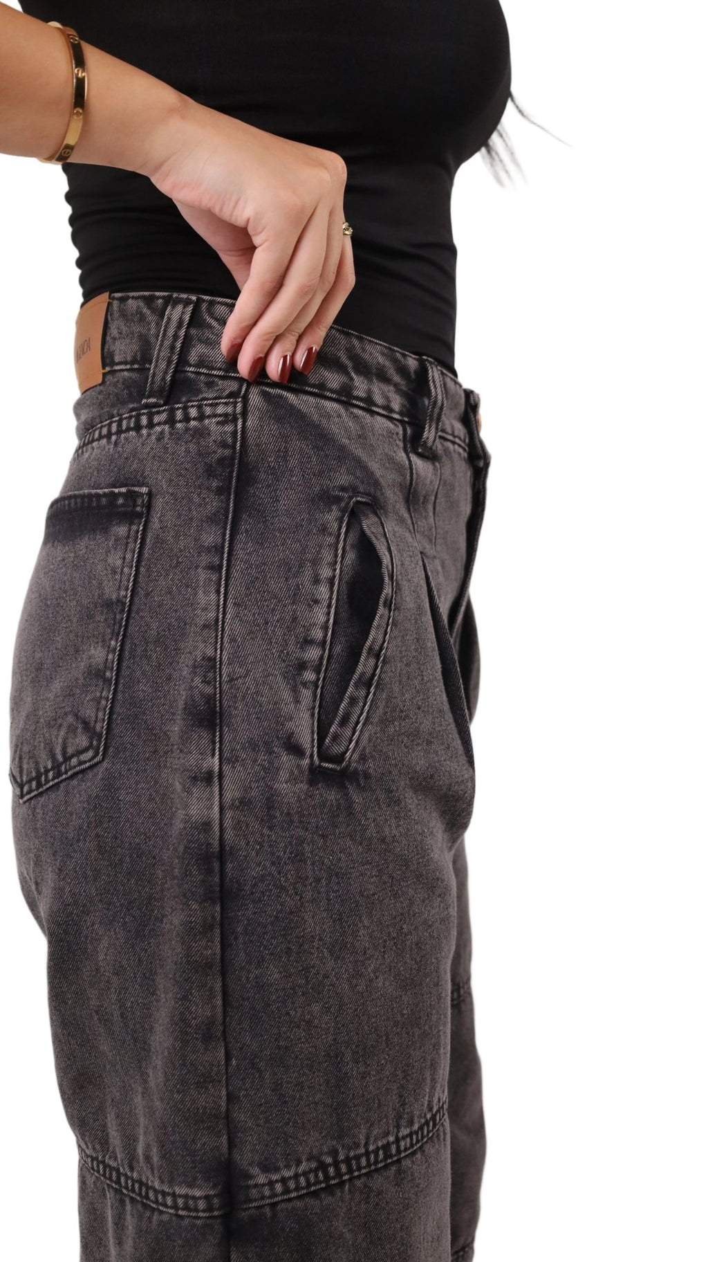 Unisex Wide Leg Denim Jeans - Gray - GENOA