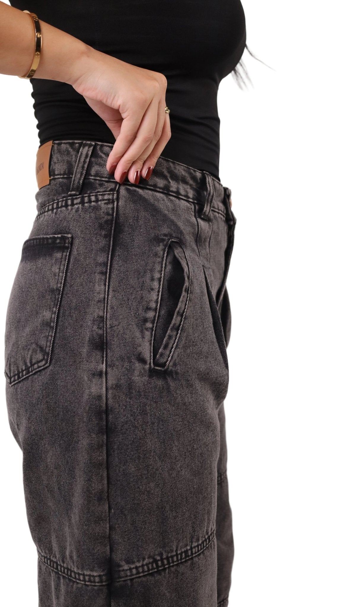 Unisex Wide Leg Denim Jeans - Gray - GENOA