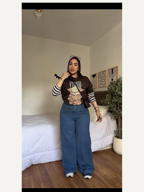 Blue Wide Leg Jeans Unisex - Stylish & Trendy - GENOA