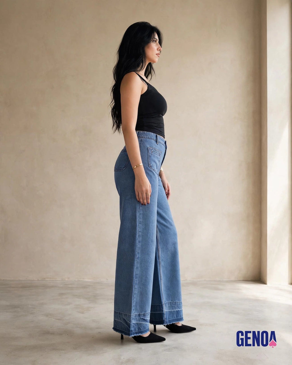 Blue Wide Leg Jeans Unisex - Stylish & Trendy - GENOA