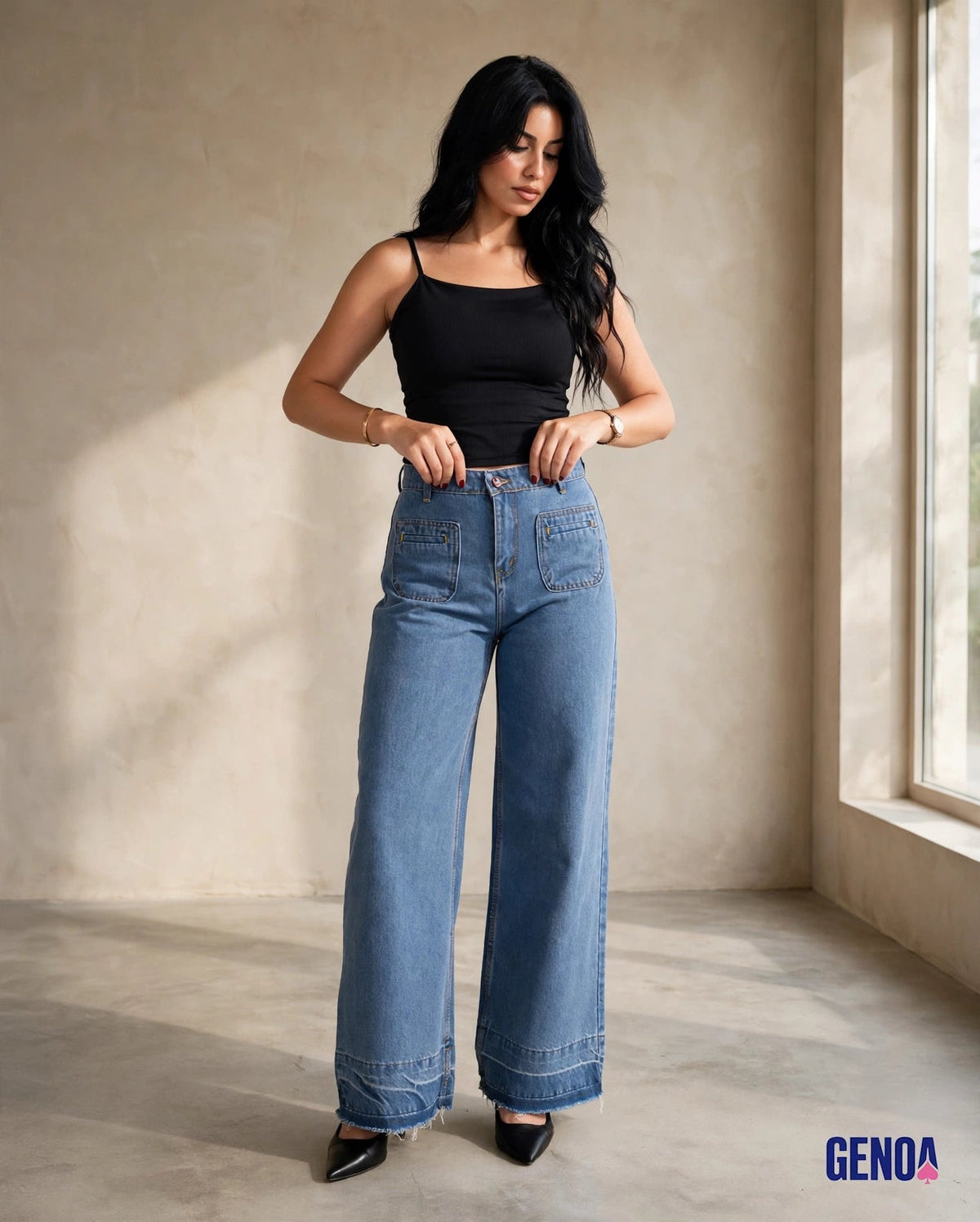 Blue Wide Leg Jeans Unisex - Stylish & Trendy - GENOA