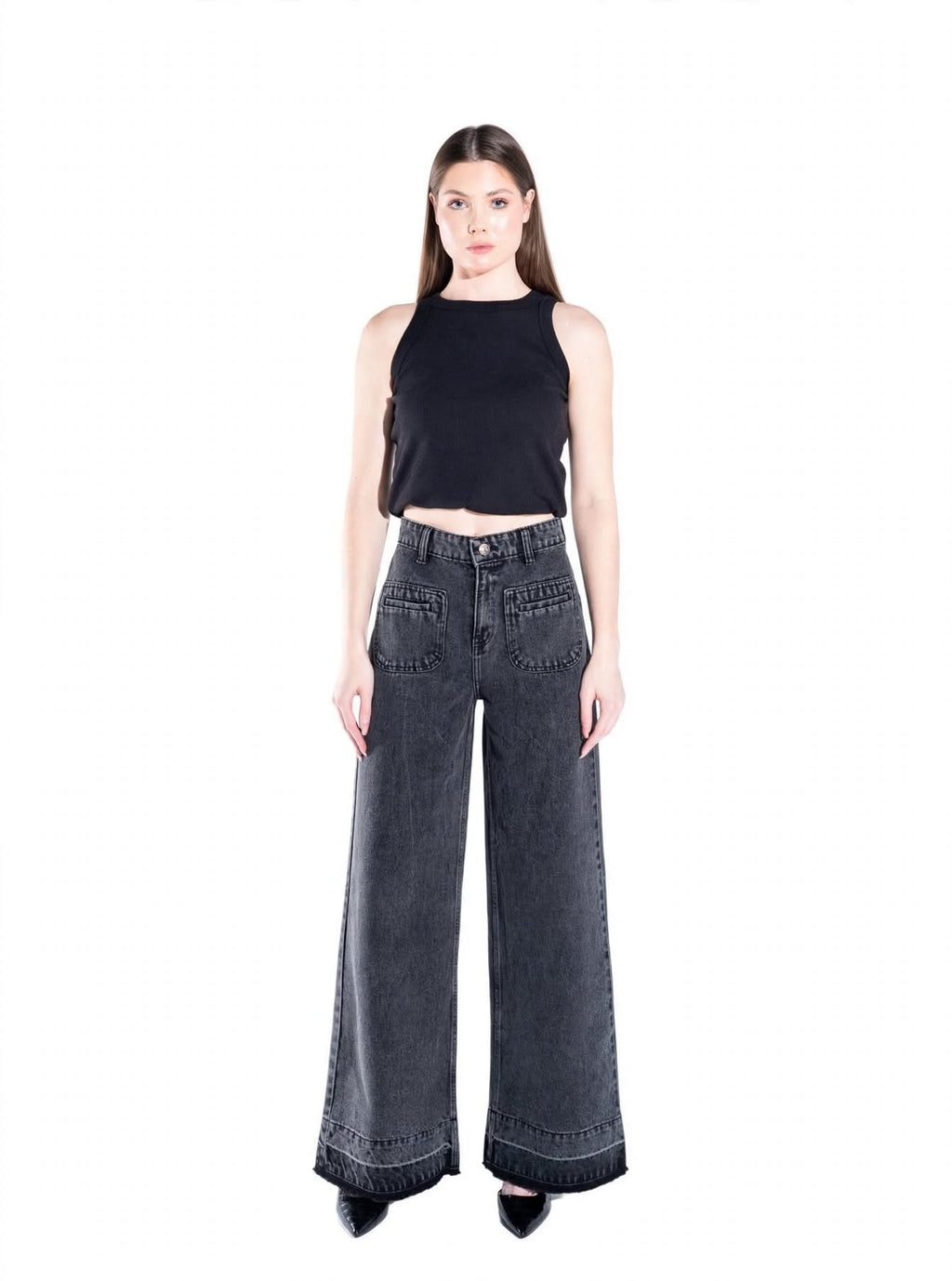 Gray Wide Leg Jeans Unisex - Stylish & Trendy - GENOA