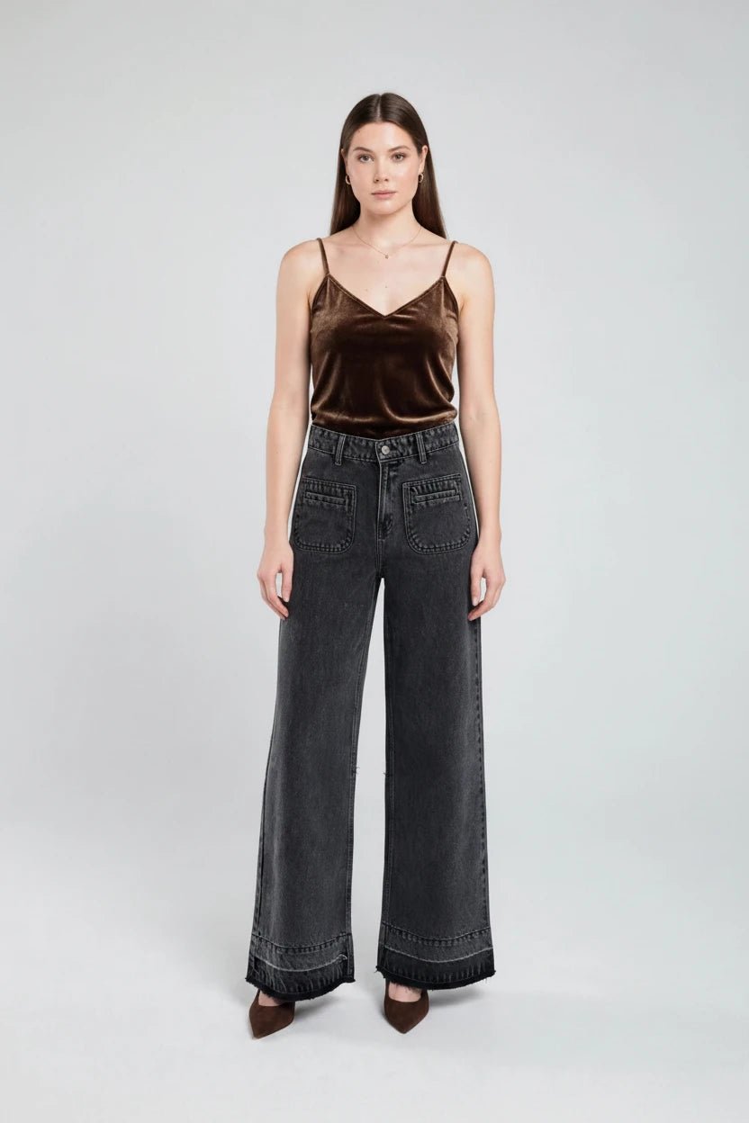 Gray Wide Leg Jeans Unisex - Stylish & Trendy - GENOA