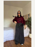 Gray Wide Leg Jeans Unisex - Stylish & Trendy - GENOA
