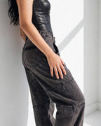 Unisex Wide Leg Denim Jeans - Gray - GENOA